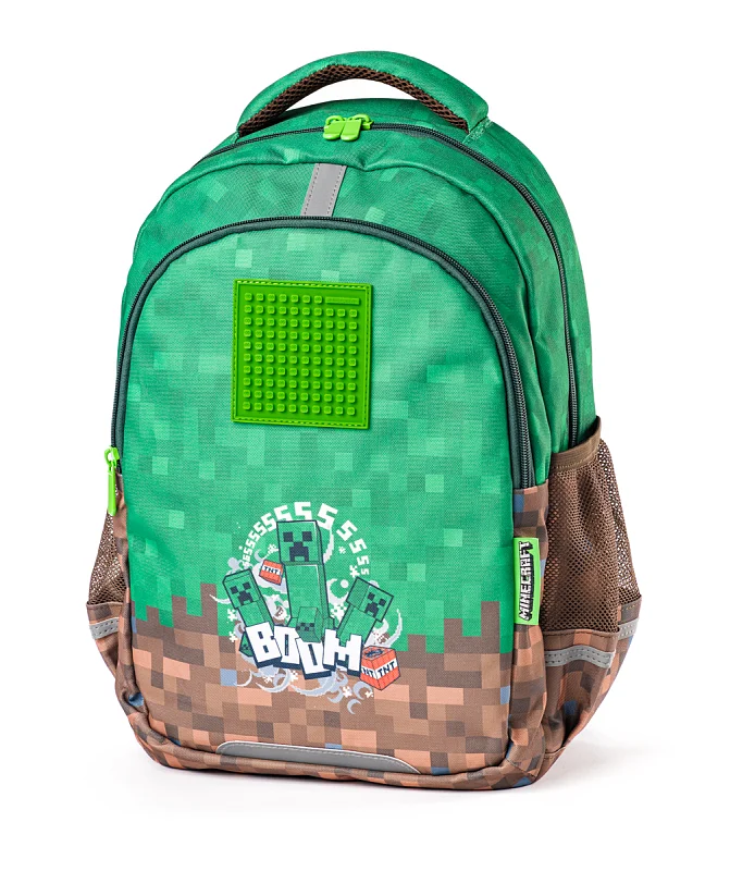 PIXIE CREW  Školní batoh dvoukomorový, 2 zipy, Minecraft