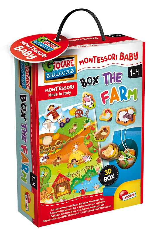 MONTESSORI BABY BOX THE FARM - Vkládačka farma