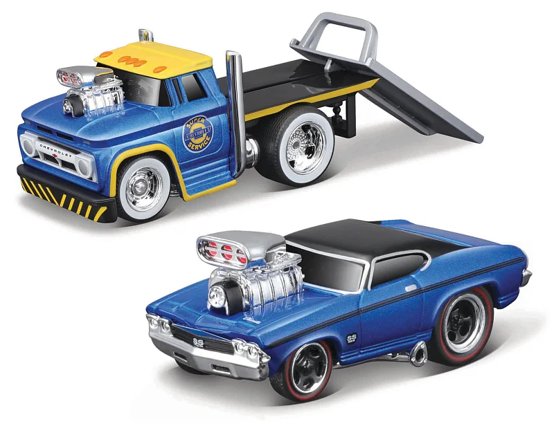 Maisto - Muscle Transports - 1966 Chevrolet C60 Flatbed 1969 Chevrolet Chevelle SS 396, 1:64