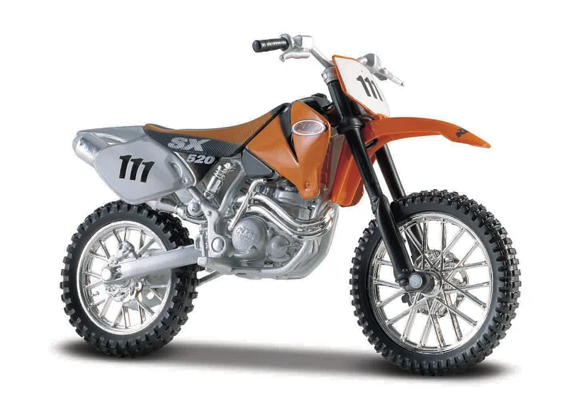 Maisto - Motocykl, KTM 520SX, stříbrno-oranžová, 1:18, blister box