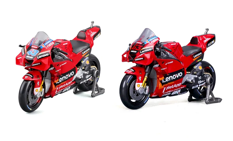 Maisto - Motocykl, Ducati Lenovo Team 2022, assort (63 Francesco Bagnaia+43 Jakc Miller), 1:18