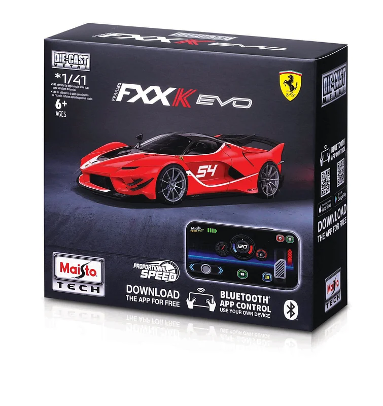 Maisto RC - DIE-CAST METAL se světly, Ferrari FXX-K EVO, červená, 2,4GHz, USB, XTR, Bluetooth 5.0