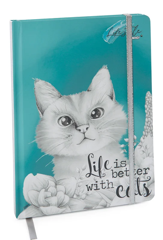 NICI zápisník kočka Meowlina, vázaný 15x21,5cm