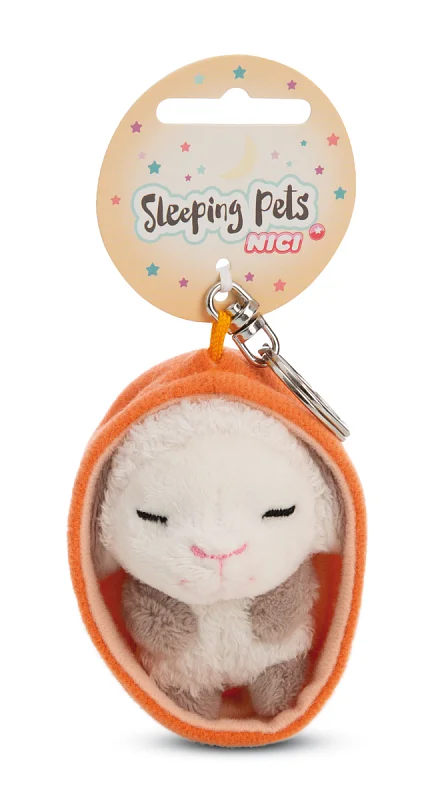 NICI klíčenka spící Jehňátko 12 cm, oranžový košík, GREEN