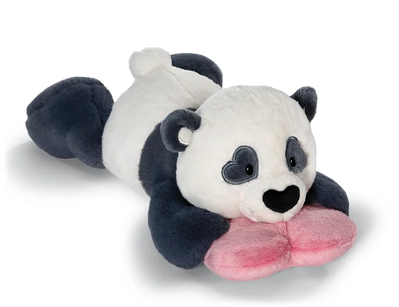 NICI Plyšová panda Love se srdíčkem - ležící, 20 cm