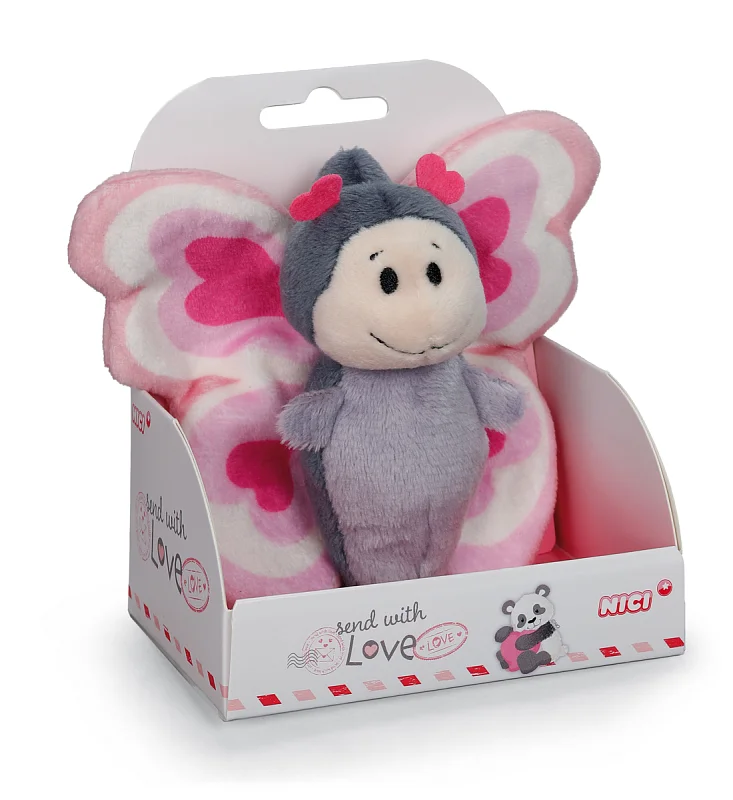 NICI Plyšový motýlek Love v dárkové krabičce, 10 cm
