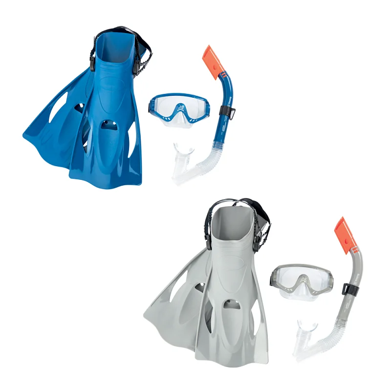 Šnorchlovací set MERIDIAN- ploutve, brýle, šnorchl (šedý/modrý)