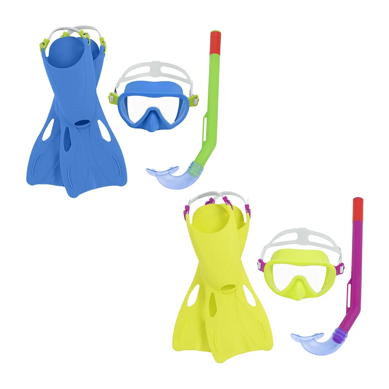 Šnorchovací set dětský Essential, ploutve, brýle, šnorchl (žluto-růžová, modro-zelená)