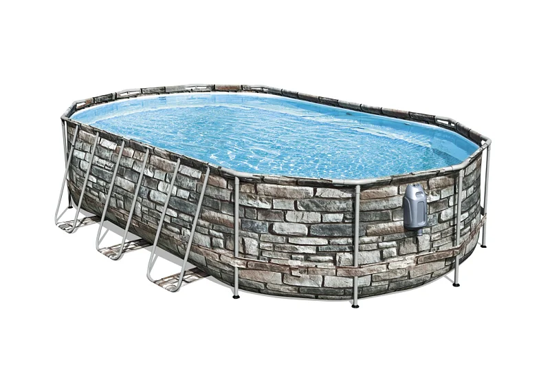 Nadzemní bazén oválný Power Steel Jet Series, kartušová filtrace, schůdky, 6,10m x 3,66m x 1,22m