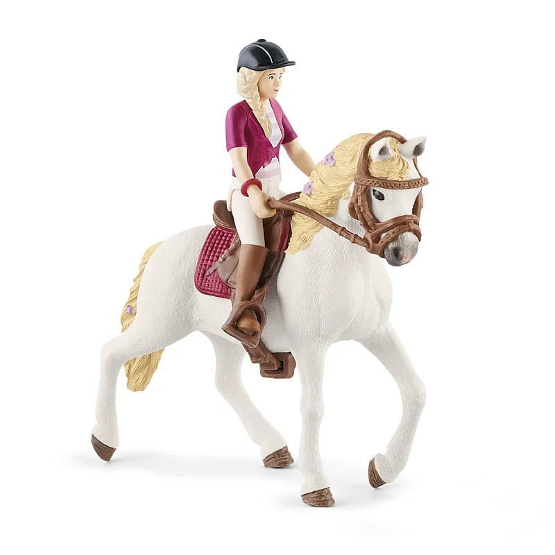 Blondýna Sofia s pohyblivými kouby na koni