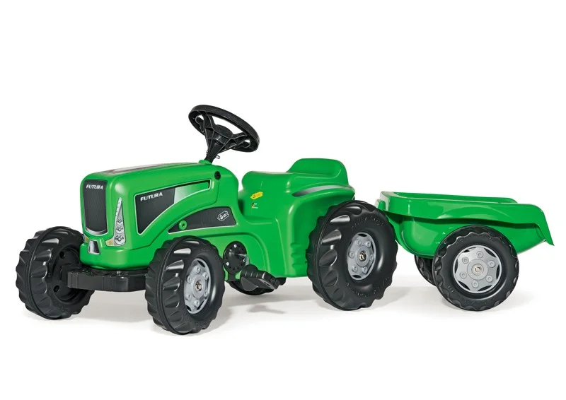 Šlapací traktor Kid Futura s vlečkou zelený