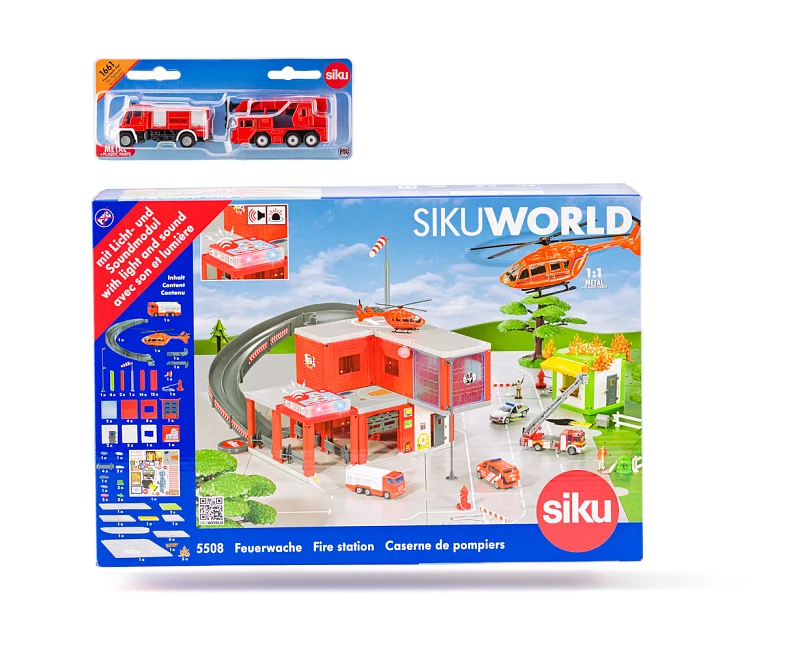 SIKU World - požární stanice s hasičskými auty