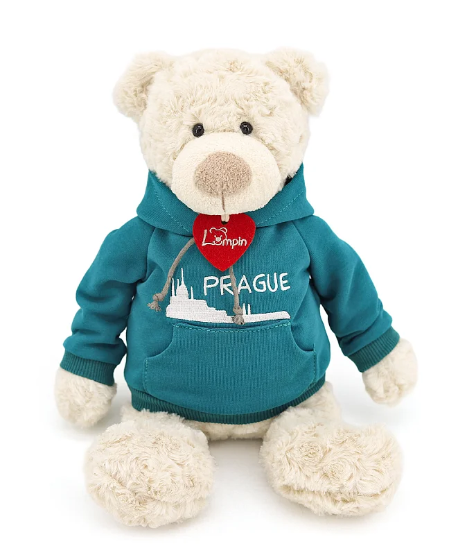 Medvěd Spencer v modré mikině Praha, 36cm