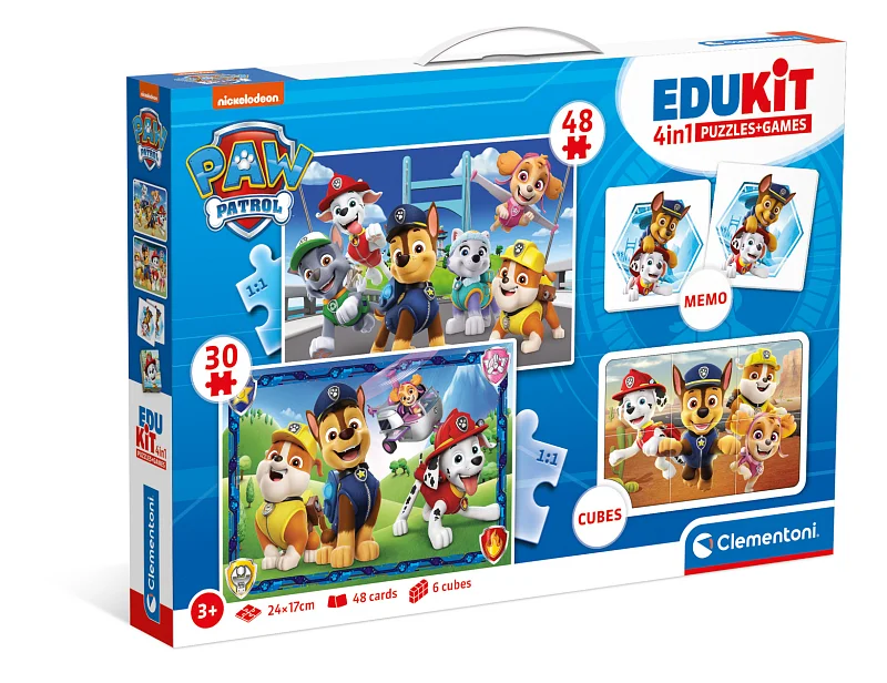 EDUkit - Disney Paw Patrol 4v1 (pexeso, 48 + 30 puzzle, 6 kostek)