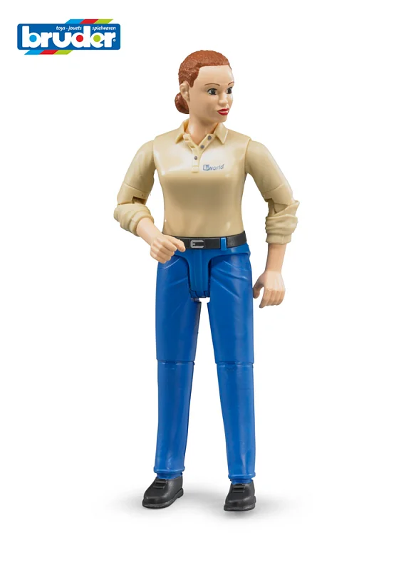 Svět - figurka žena ve světle modrých kalhotách