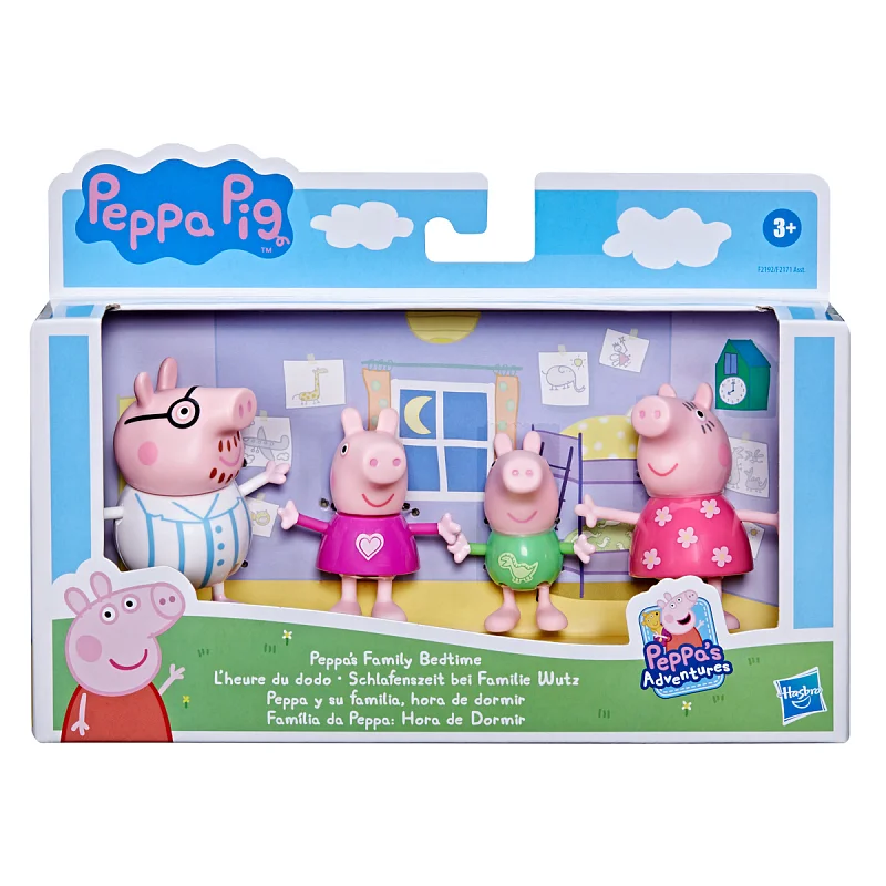 Prasátko Peppa Pig rodinka jde spát, sada 4 figurek, ass.