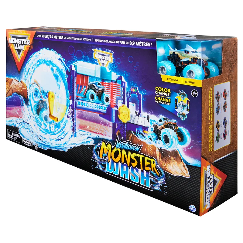 MONSTER JAM - Hrací set MEGALODON MONSTER WASH, 1:64