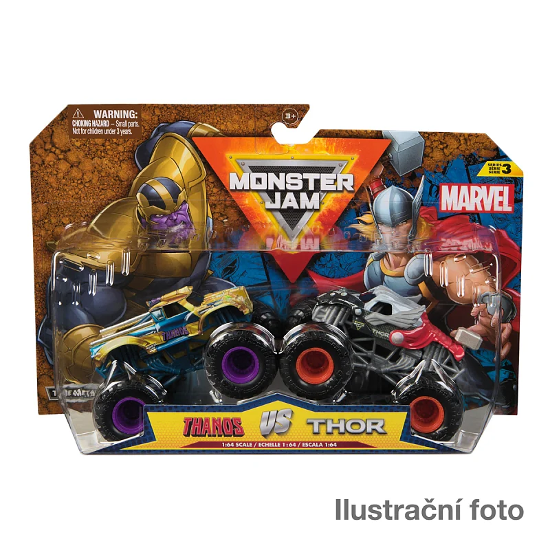 MONSTER JAM - sběratelský kovový  model auta Monster Truck, Marvel, set 2 modelů, assort, 1:64