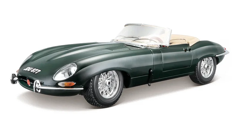 Bburago - Auta HOBBY- Jaguar E-type Cabriolet, zelená, 1:18