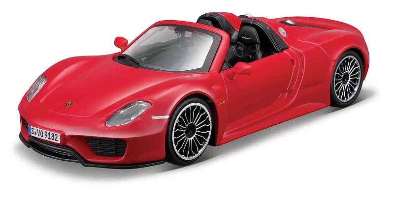 Bburago - Auta HOBBY, Porsche 918 Spyder, červená, 1:24