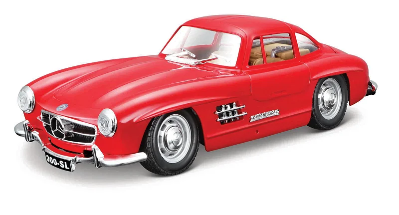 Bburago - Auta HOBBY, Mercedes-Benz 300 SL (1954), červená, 1:24