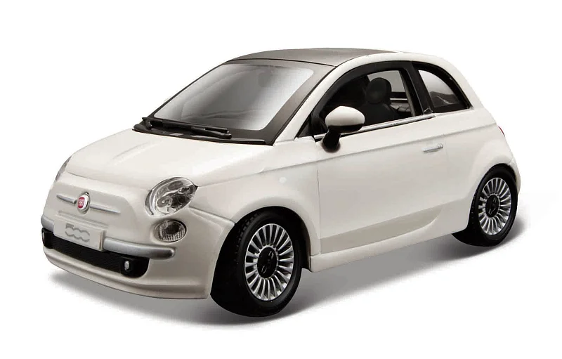 Bburago - Auta HOBBY, Fiat 500 (2007), bílá, 1:24