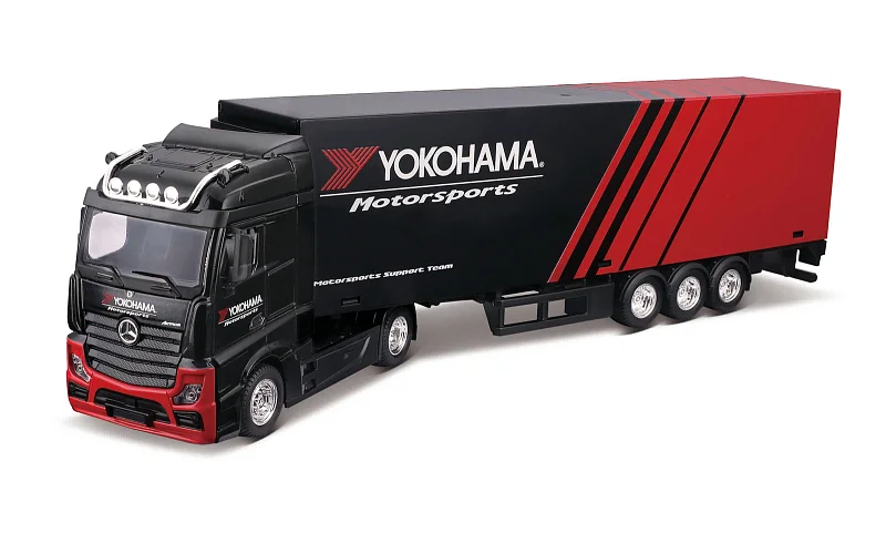 Bburago - Kamion s přívěsem M-B Actros Gigaspace/Trailer, YOKOHAMA Motorsports, 1:43