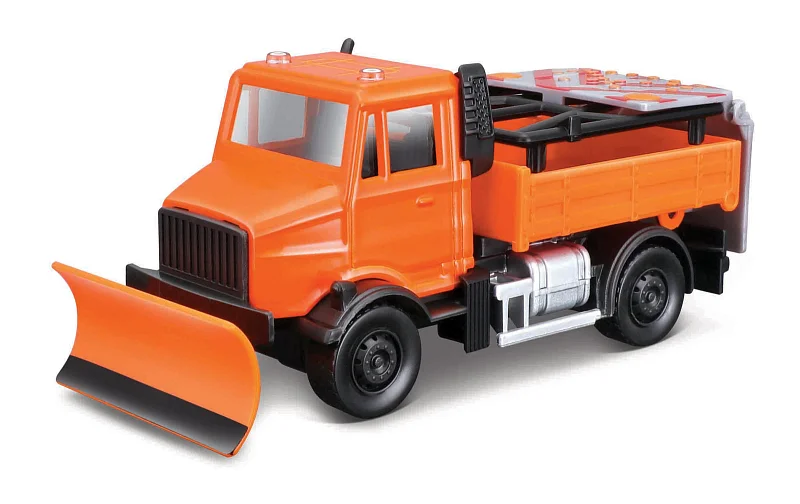 Bburago - Municipal Vehicle, Sněžné vozidlo s pluhem a signalizační tabulí