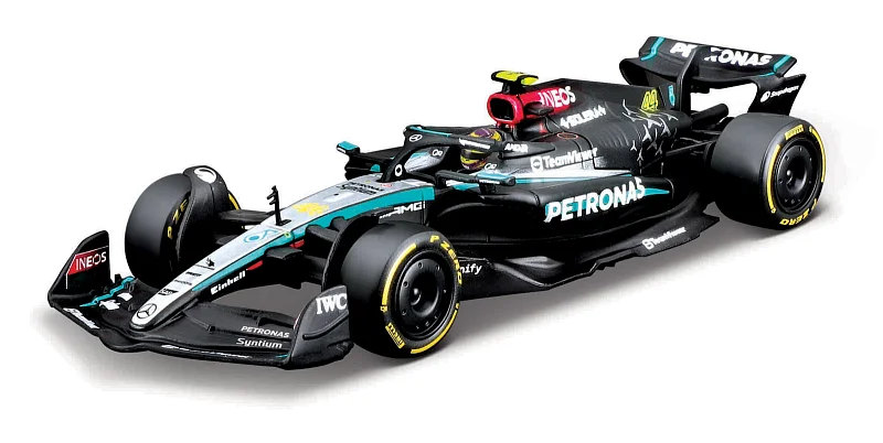 Bburago - RACE Formule F1 v dekorativním boxu, Mercedes-AMG Petronas W15 (2024), #44 Hamilton, 1:43