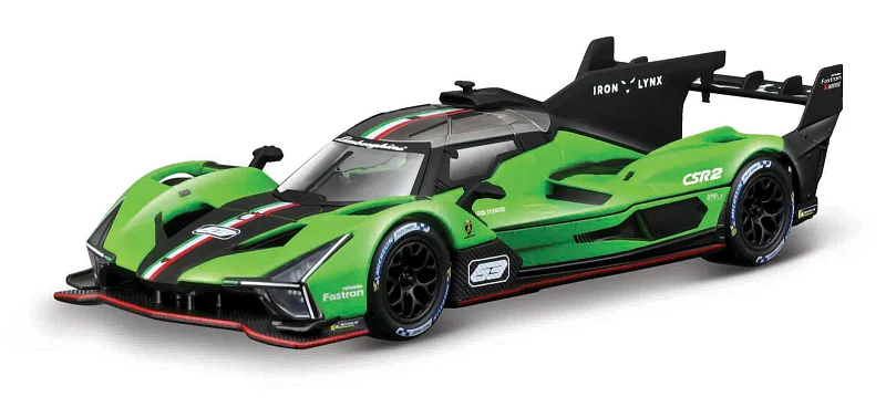 Bburago - RACE, Lamborghini SC63 v dekorativním boxu, zelená-černá, 1:43