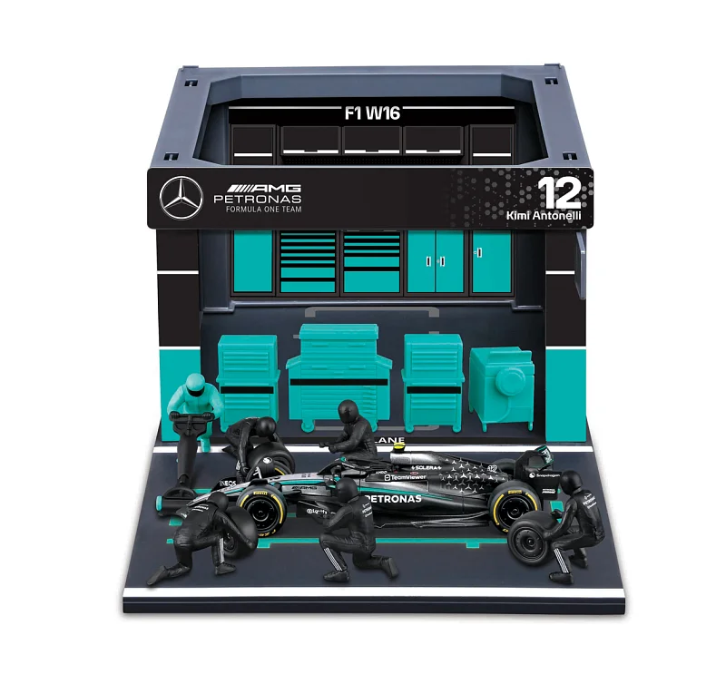 Bburago - Formula Racing F1 Pit Pass set - Mercedes-AMG Petronas W16 (2025) #12 Kimi Antonelli, 1:43