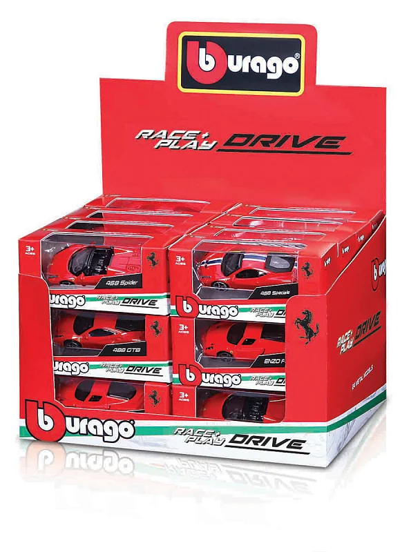 Bburago - Auta Race+Play DRIVE, Ferrari, 1:64, assort