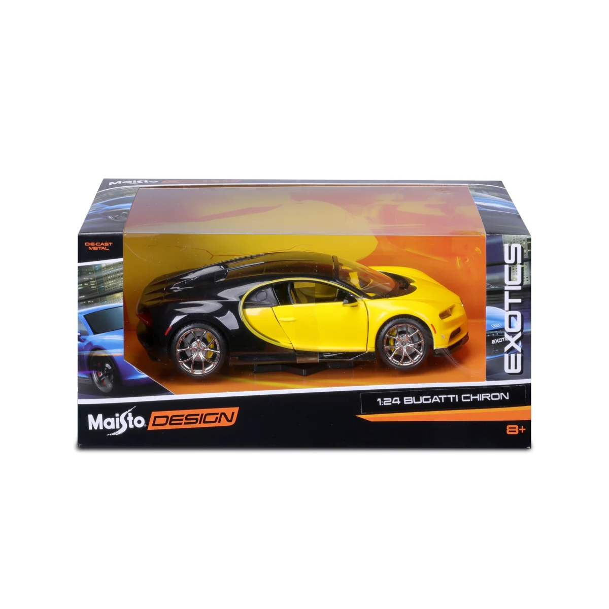 Maisto - Bugatti Chiron, žluto-černá, Exotics, 1:24