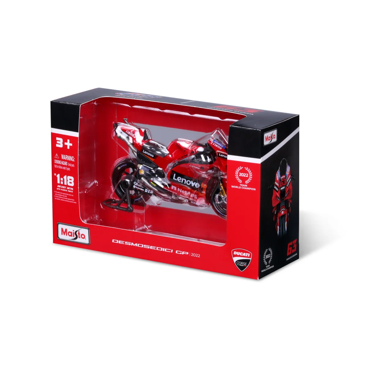Maisto - Motocykl, Ducati Lenovo team 2022, (#43 Jack Miller), 1:18