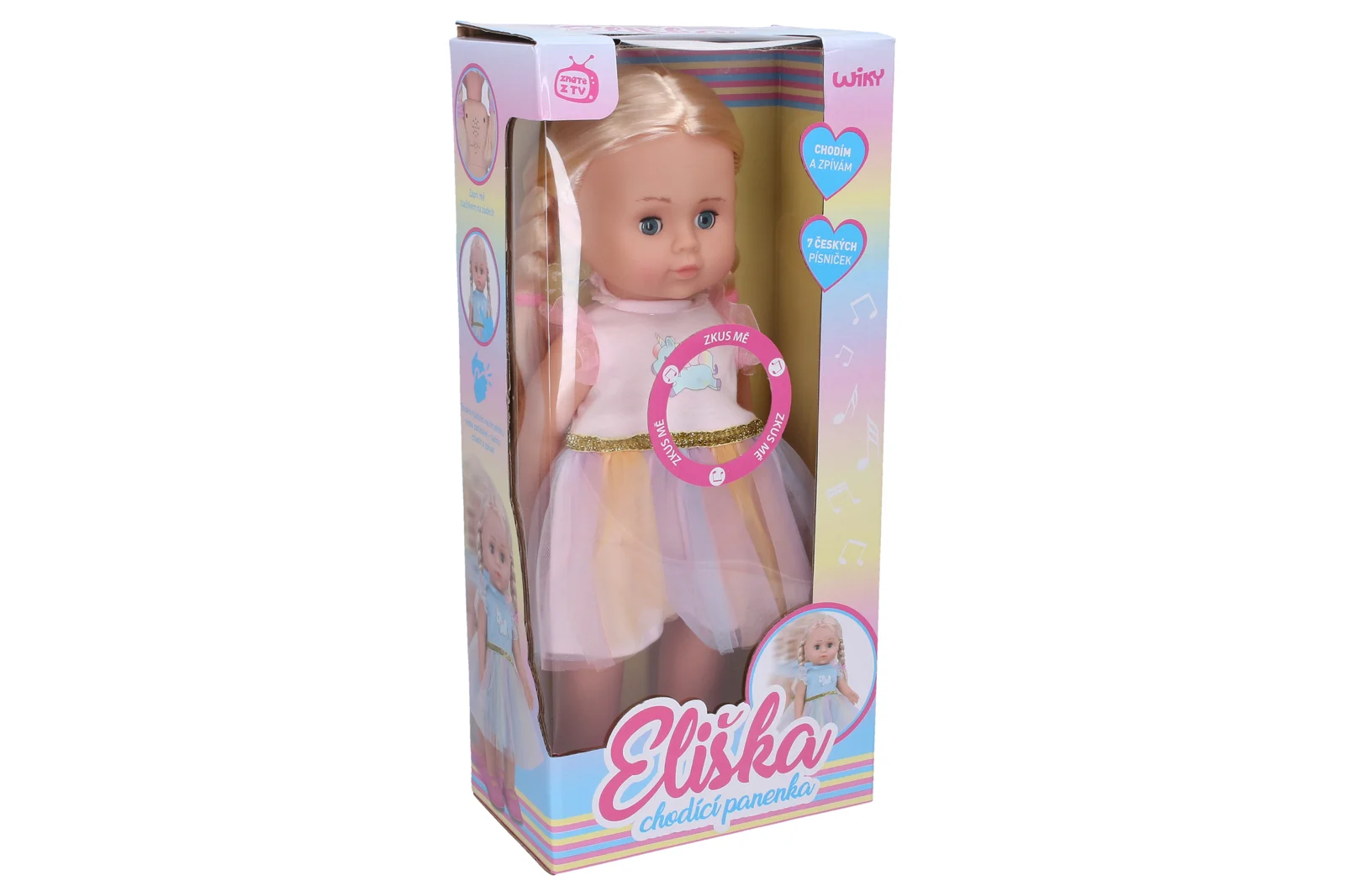 Eliška chodící panenka 41 cm, růžové šaty