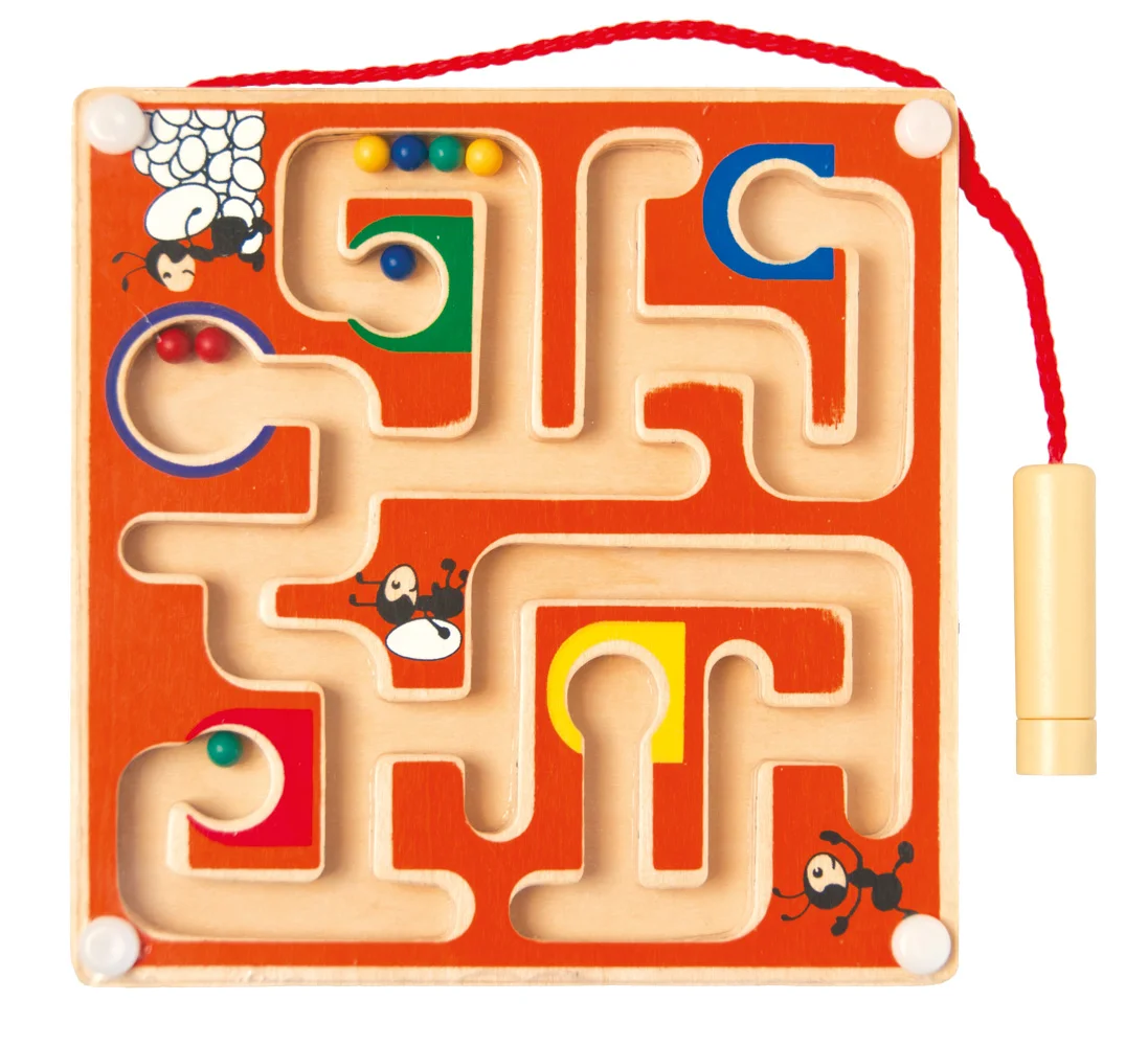 Minilabyrint s kuličkou zelený/modrý/oranžový, set 12 ks