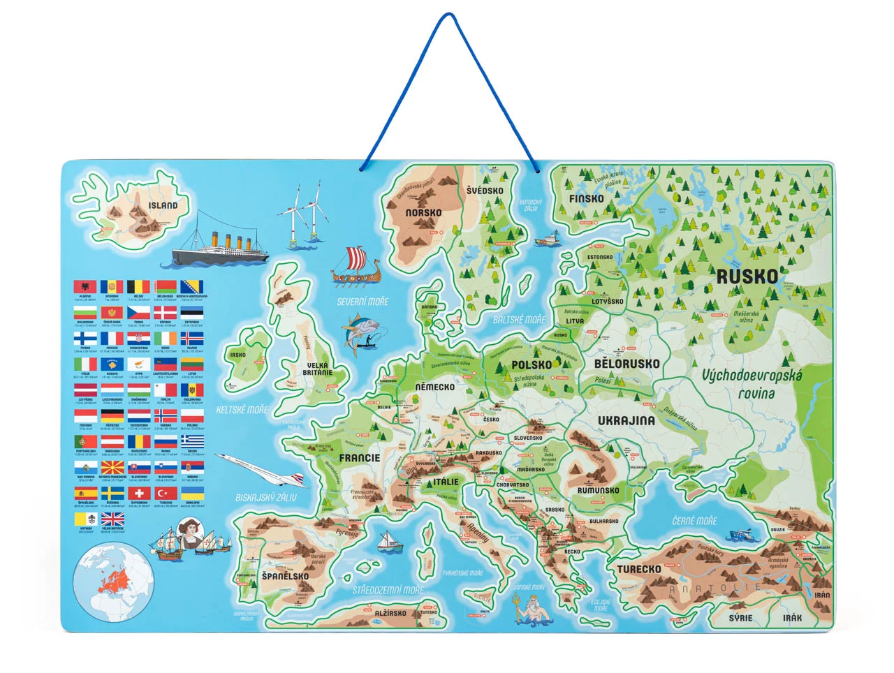 Magnetická mapa EVROPY, společenská hra  3 v 1, ČJ
