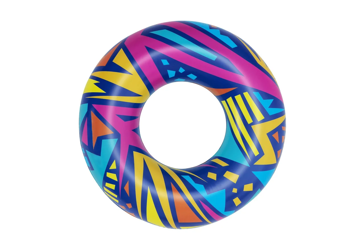 Nafukovací kruh Geometrické tvary, průměr 1,07m – mix 2 barvy (modrá, žlutá)