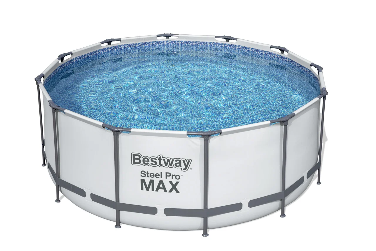 Nadzemní bazén kulatý Steel Pro MAX, kartušová filtrace, schůdky, plachta, průměr 3,66m, výška 1,22m
