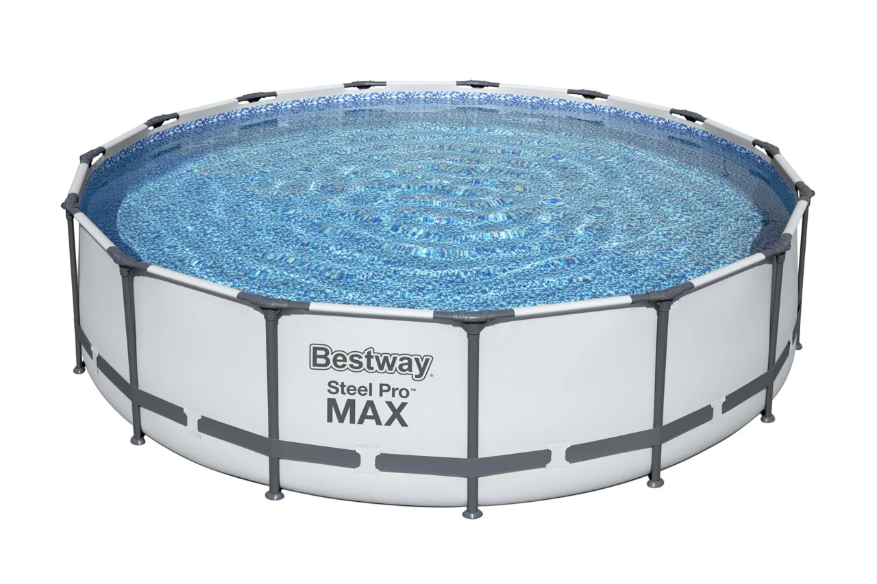 Nadzemní bazén kulatý Steel Pro MAX, kartušová filtrace, schůdky, plachta, průměr 4,57m, výška 1,07m