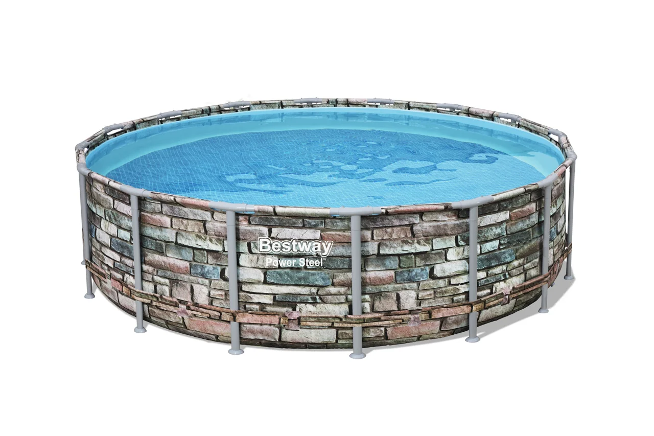 Nadzemní bazén kruhový Power Steel, kartušová filtrace, schůdky, plachta, průměr 4,88m, výška 1,22m