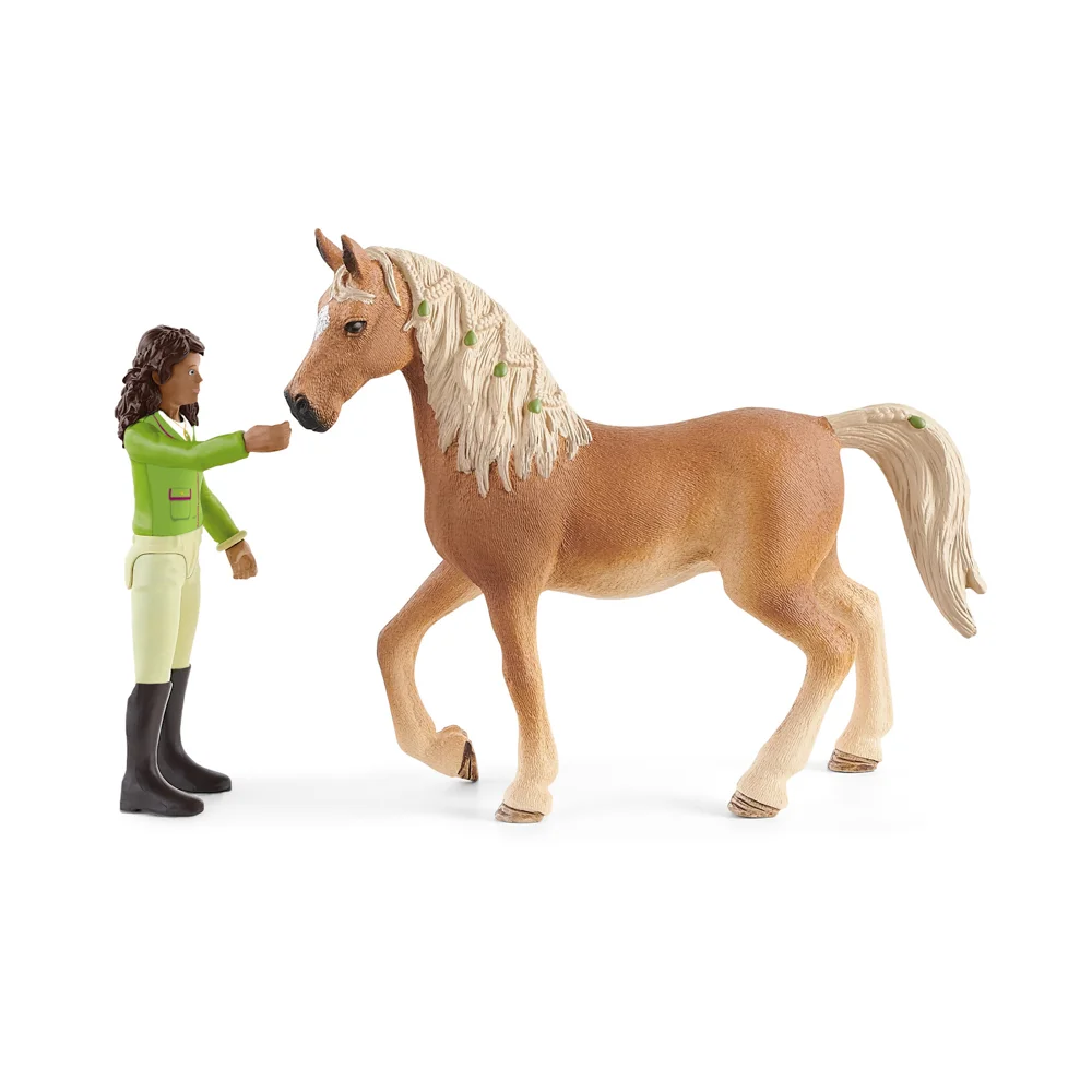 Černovláska Sarah s pohyblivými klouby na koni
