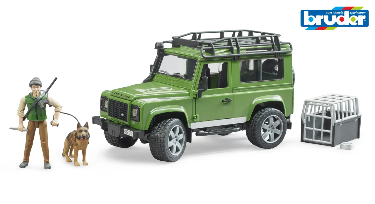 Lesnictví - Land Rover Defender s myslivcem a psem