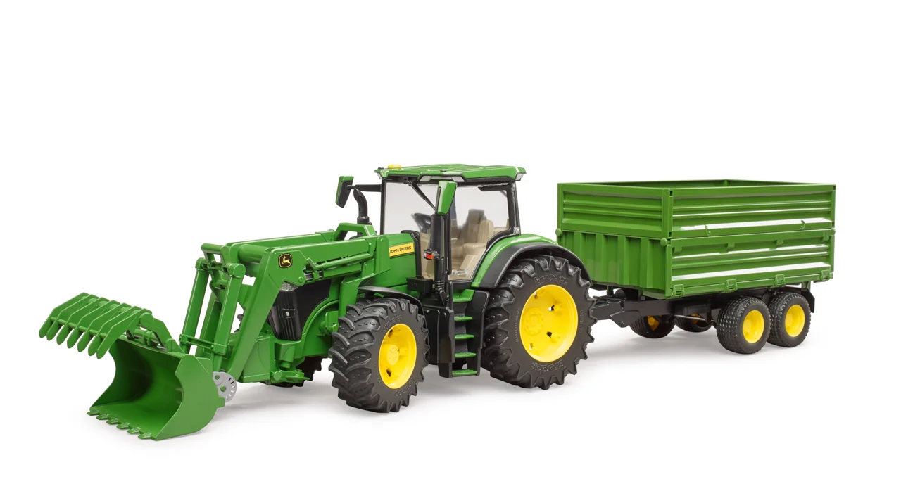 Farmer - traktor John Deere s předním nakladačem a sklápěcím přívěsem