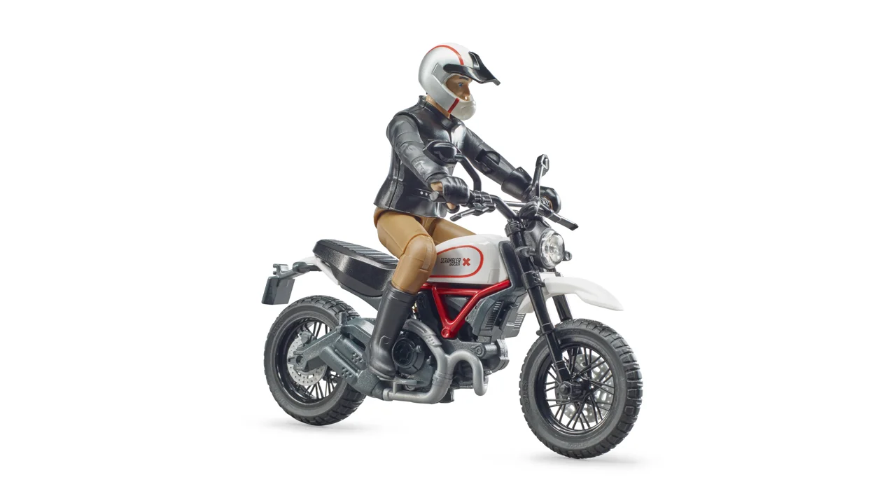 bworld - motorka Ducati Desert Sled s motocyklistou