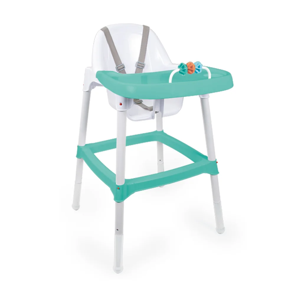 Dětská jídelní židlička s chrastítkem, zelená