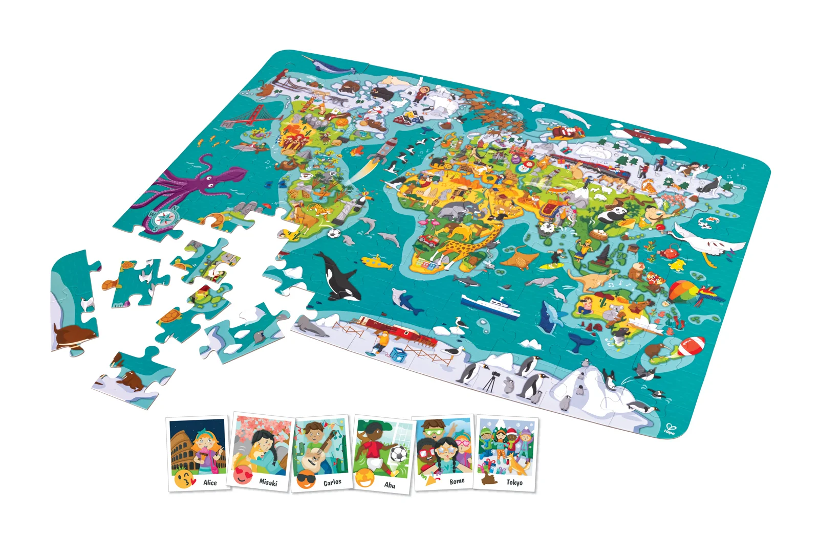 Dětské puzzle - Mapa světa 2 v 1