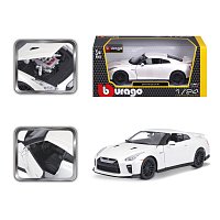 Bburago - Auta HOBBY, 2017 Nissan GT-R, bílá metalíza, 1:24