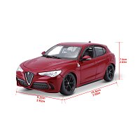 Bburago - Auta HOBBY, Alfa Romeo Stelvio, červená metalíza, 1:24