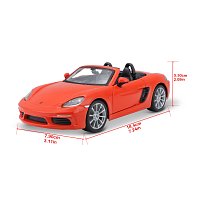 Bburago - Auta HOBBY, Porsche 718 Boxster, oranžová, 1:24